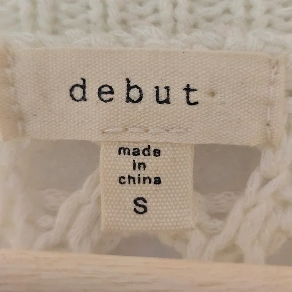 Debut Cream Crochet Granny Square Sweater Long Sleeve Women's Size S - Picture 4 of 9